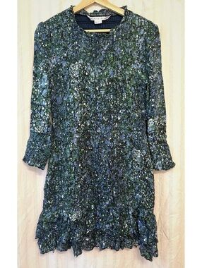 Veronica Beard Ruched Floral Long Sleeve Midi Dress Size 10 #falldress #boho
